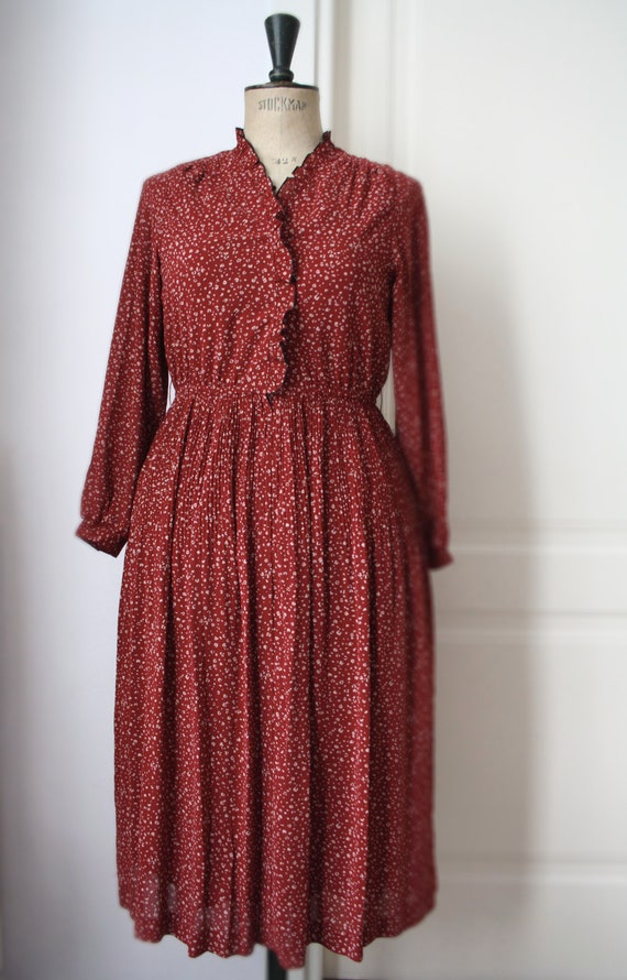 Vintage red dress // Pleated dress // DEADSTOCK - image 2