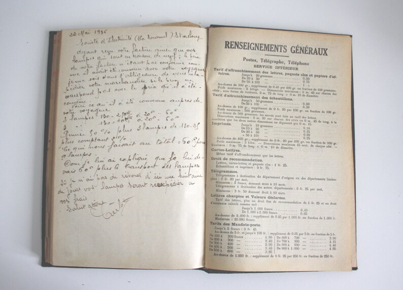 ANTIQUE French Notebook // Journal // Ledger // Diary// 1936 - Etsy