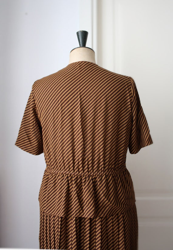 Vintage striped dress // Pleated dress. 80s dress - image 3