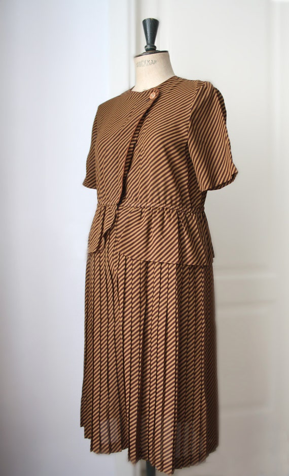 Vintage striped dress // Pleated dress. 80s dress - image 2