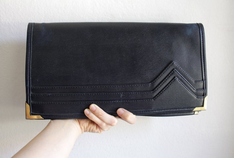 80s Leather CLUTCH // Vintage Italian image 1