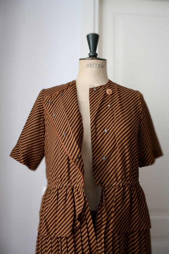 Vintage striped dress // Pleated dress. 80s dress - image 5