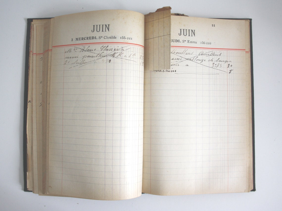 ANTIQUE French Notebook // Journal // Ledger // Diary// 1936 Etsy