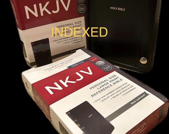 NKJV SNAPFLAP CLOSURE Large Print(10.5pt) Thumb Indexed Personal Size Bible, Black Leathersoft, Red Letter, Guilded Pages, 2 Satin Ribbons