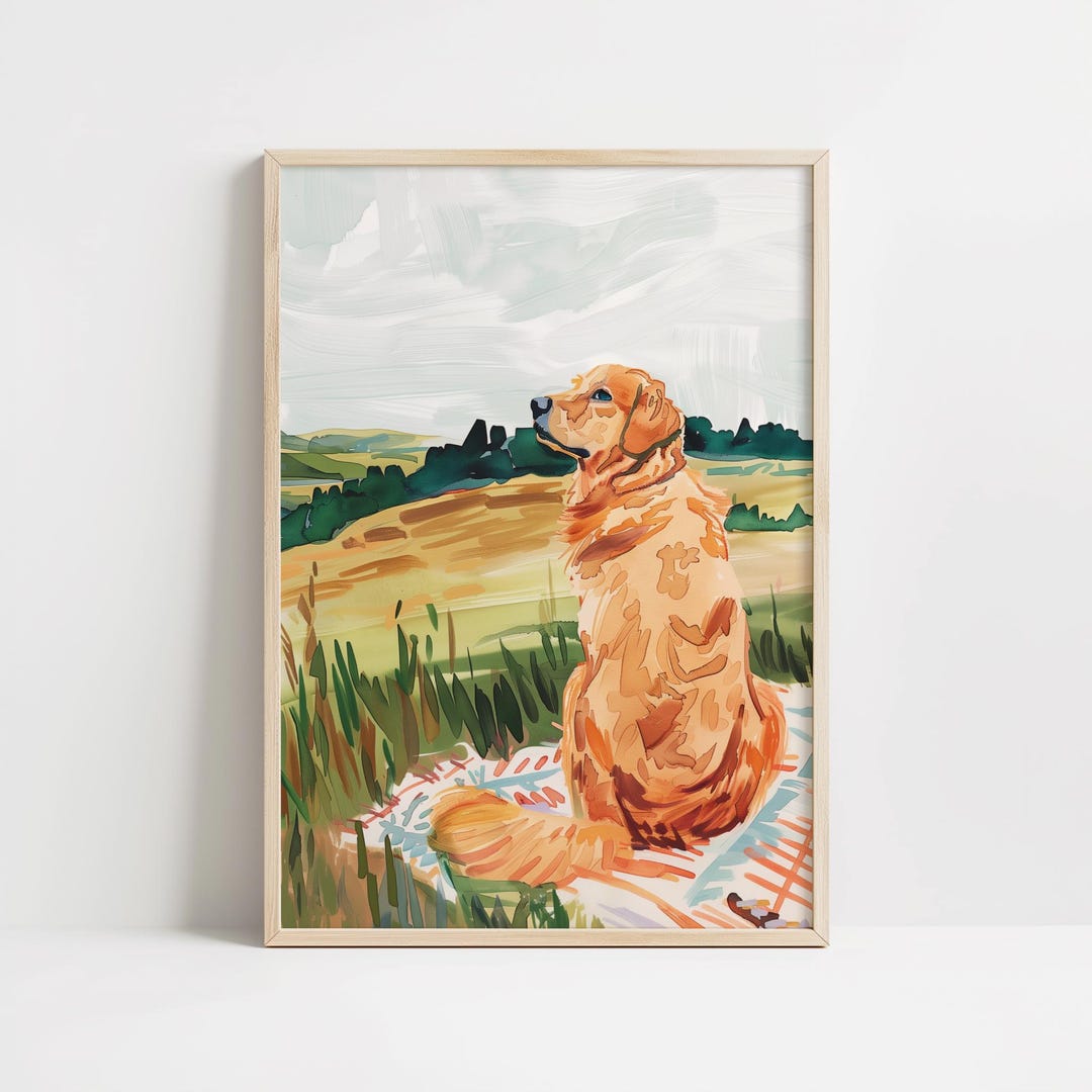 Golden Retriever Watercolour Dog Art Print for Cosy Home Wall Decor - Etsy