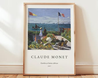 Lámina del jardín de Claude Monet en Sainte-Adresse – Jardín costero impresionista – Póster de arte francés vintage