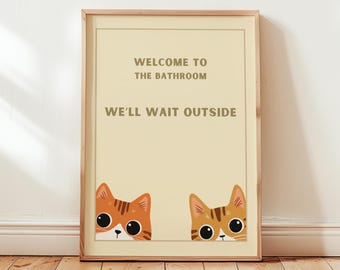 Lustiges Katzen Poster für das Badezimmer - Deko für Katzenliebhaber