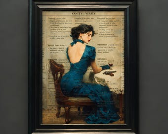 Cita inspiradora sobre la autenticidad - Lámina decorativa para pared, retrato de diccionario vintage, autoexpresión, descarga digital.