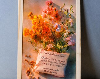 Ramo de flores para imprimir, bodegón floral, arte impresionista suave, cita de afirmación positiva (descarga digital)