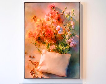 Ramo de flores para imprimir, bodegón floral, arte impresionista suave, semillas y flores (descarga digital)
