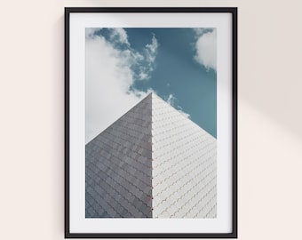 Druk z portretem piramidy | Minimalistyczna sztuka architektoniczna | Pionowa sztuka ścienna