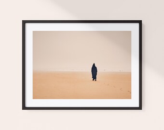 Wydruk fotografii Oceanu Atlantyckiego | Mglista postać z Maroka, wybrzeże | Sztuka do salonu