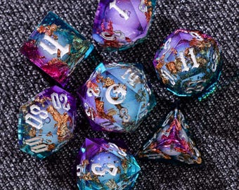 Red Black Liquid Core DnD Dice Set for Role Playing Games, Full Dungeons and Dragons Dice Set for DnD Gifts, Resin Rose D&D Dice Set