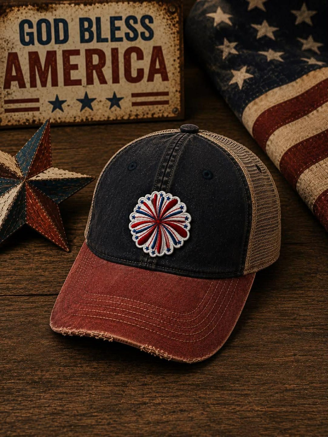 Patriotic Firework Swirl Patch - Etsy
