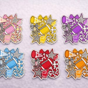 Embroidered Football Cheer Patch with Glitter Border | Game Day Spirit Gear
