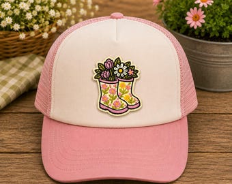 Floral Rain Boots Embroidered Patch