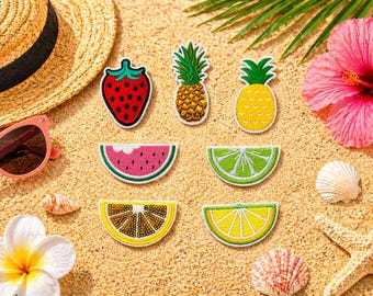 Embroidered Fruit Patches, Strawberry, Pineapple, Watermelon, Citrus (2 Inch)