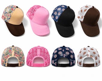 Printed Trucker Hats | Pattern Mesh Back Hats | Custom Patch Hat Base | Leopard, Gingham, Sports & More | Adult Size Snapback