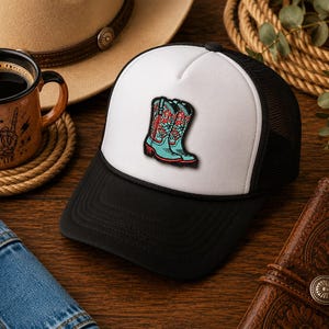 Turquoise Floral Cowboy Boot Patch