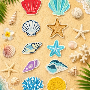 Coastal Seashell & Starfish Iron on Patch