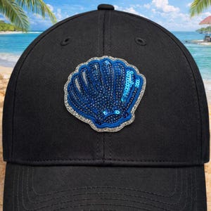 Sequin Seashell Patch Blue