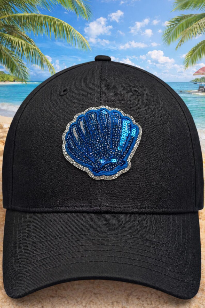 Sequin Seashell Patch Blue