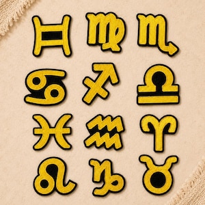 Chenille Zodiac Patches: Embroidered Iron-On Astrology Symbols (2.5 Inch)