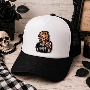 Raising Hell Skeleton Girl Iron-On Patch