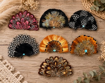 Western Feather Hat Patch: Embroidered Glue-On Applique (5 Inches)
