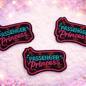 Passenger Princess Embroidered Patch, Pink Teal Girly Hat Accessory bild 1