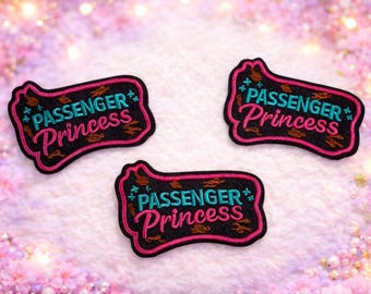 Passenger Princess Embroidered Patch, Pink Teal Girly Hat Accessory