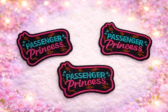 Passenger Princess Embroidered Patch, Pink Teal Girly Hat Accessory