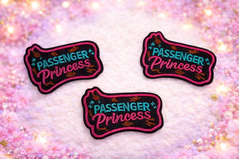 Passenger Princess Embroidered Patch, Pink Teal Girly Hat Accessory bild 1
