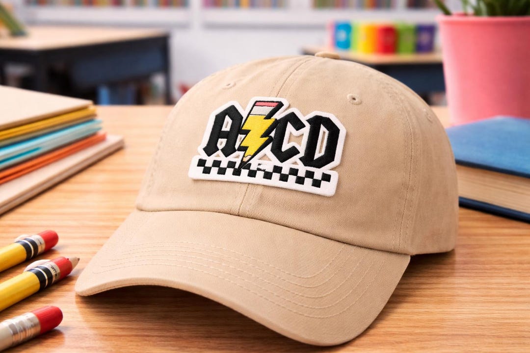 ABCD Lightning Bolt Pencil Patch, Teacher Back to School Hat Accessory ...