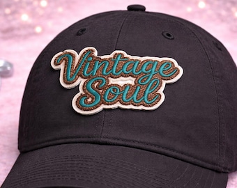 Embroidered Vintage Soul Patch, Western Hat Applique, Turquoise Brown Design