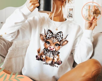 Highland Cow Coffee Glitter Graphic T-Shirt | Unisex Softstyle Tee