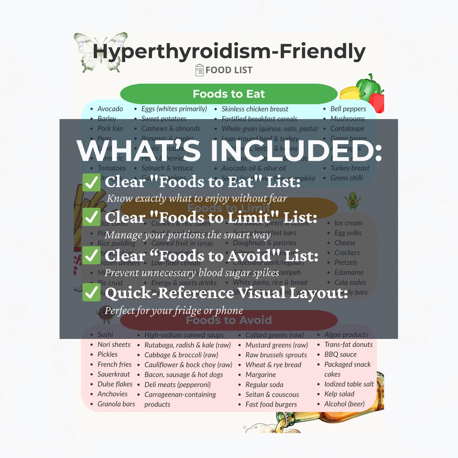 Hyperthyroidism Food List Printable, Thyroid Diet Guide PDF, Foods to ...