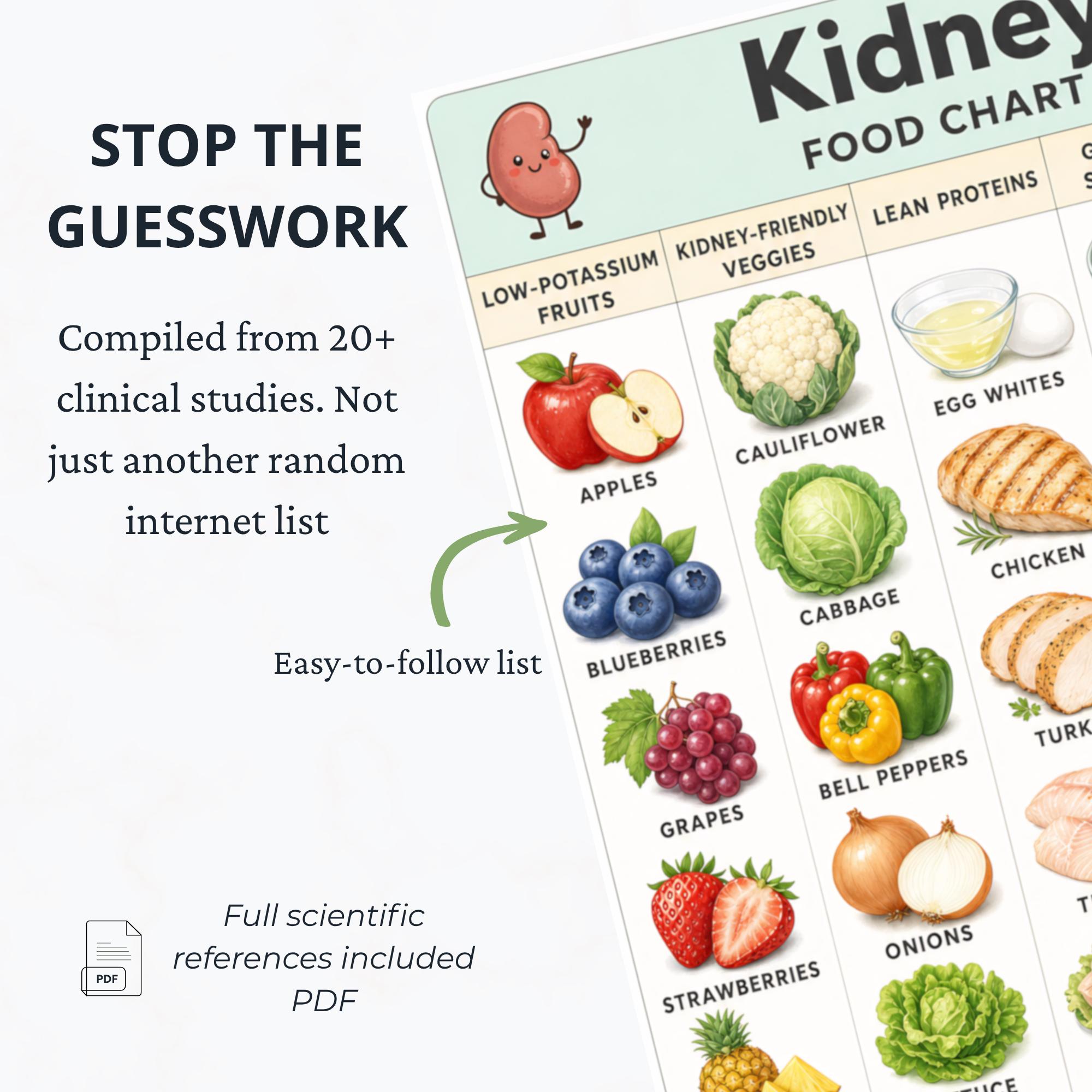 Kidney Food Chart Printable | Renal Diet Food List | Low Potassium ...