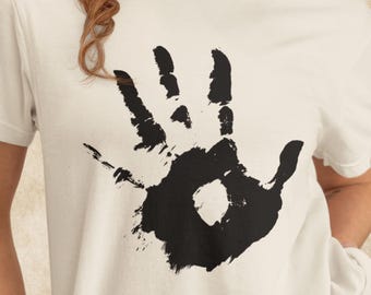Black Handprint Graphic T-Shirt | Dark Grunge Gothic Gift for Alternative Streetwear