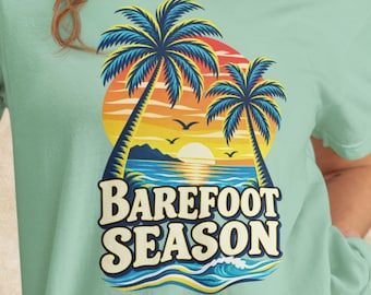 Tropical Sunset Graphic T-Shirt | Beach Vacation Gift for Summer Coastal Travel