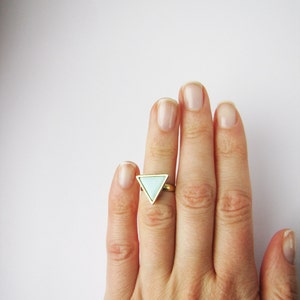 Geometric knuckle triangle ring . Choose Your Color Geo ring. Simple modern geo ring Polymer clay image 3