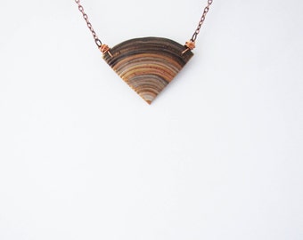 Geometric brown beige gold triangle necklace. Minimalistic necklace.  Fashion necklace