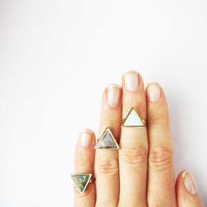 Geometric knuckle triangle ring . Choose Your Color Geo ring. Simple modern geo ring Polymer clay image 1