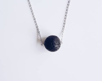 Diffuser Necklace, Black Lava Stone Necklace, Aromatherapy Jewelry, Black Necklace Boho chic