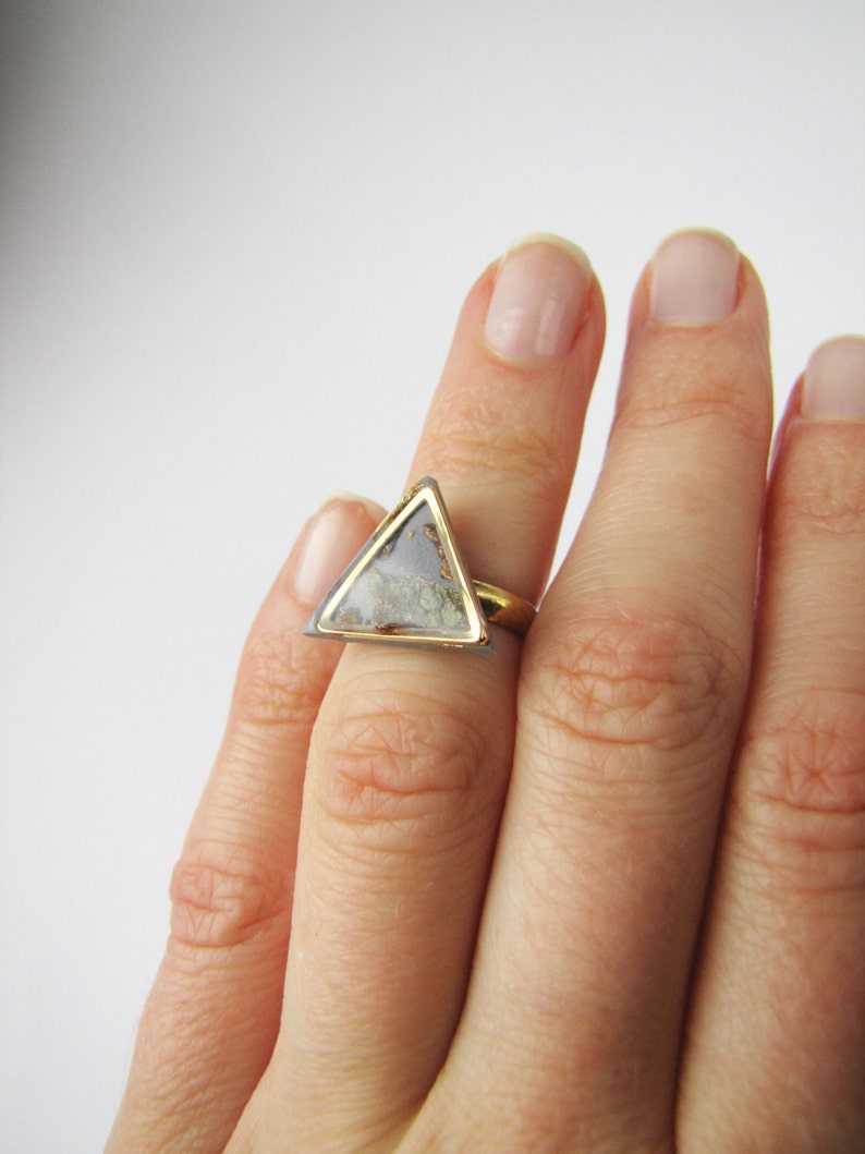 Geometric knuckle triangle ring . Choose Your Color Geo ring. Simple modern geo ring Polymer clay image 5