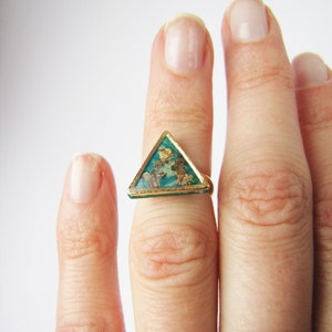 Geometric knuckle triangle ring . Choose Your Color Geo ring. Simple modern geo ring Polymer clay image 4