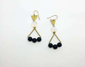 Black Triangle Earrings   Geometric earrings   Gift for her