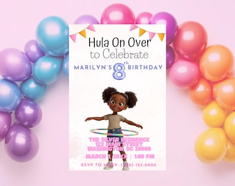 Baby Girl Birthday Party Invitation (Digital Download) Canva Template