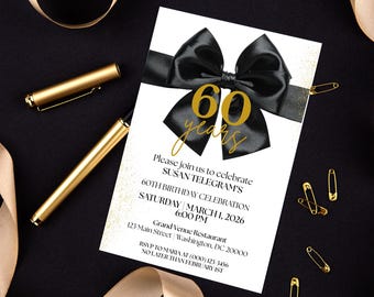 Digital Formal Birthday Party Invitation for Man or Woman, Printable, Canva Template