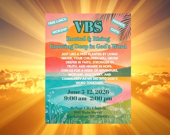Vacation Bible School, VBS Flyer, VBS Digital Flyer